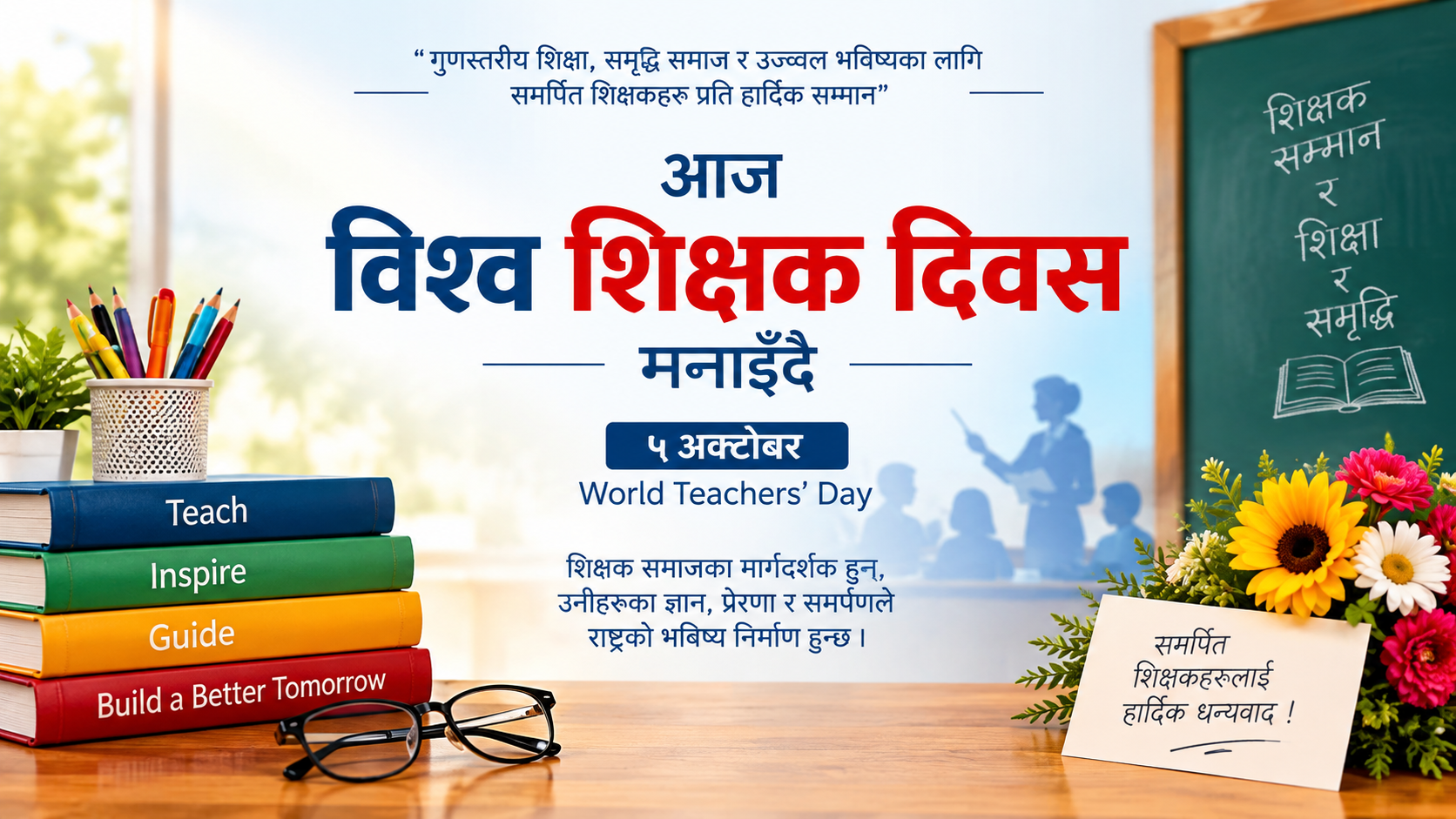 आज विश्व शिक्षक दिवस मनाइँदै